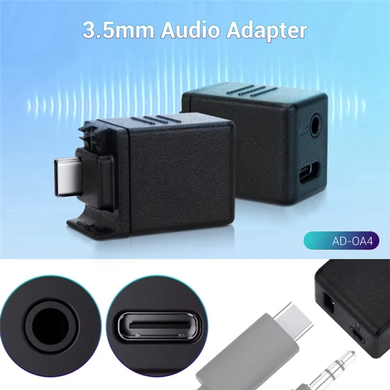 3.5Mm Audio Adapter With Type-C Charging Port For DJI OSMO Action 4/5 Pro Camera Supports External Microphone Input
