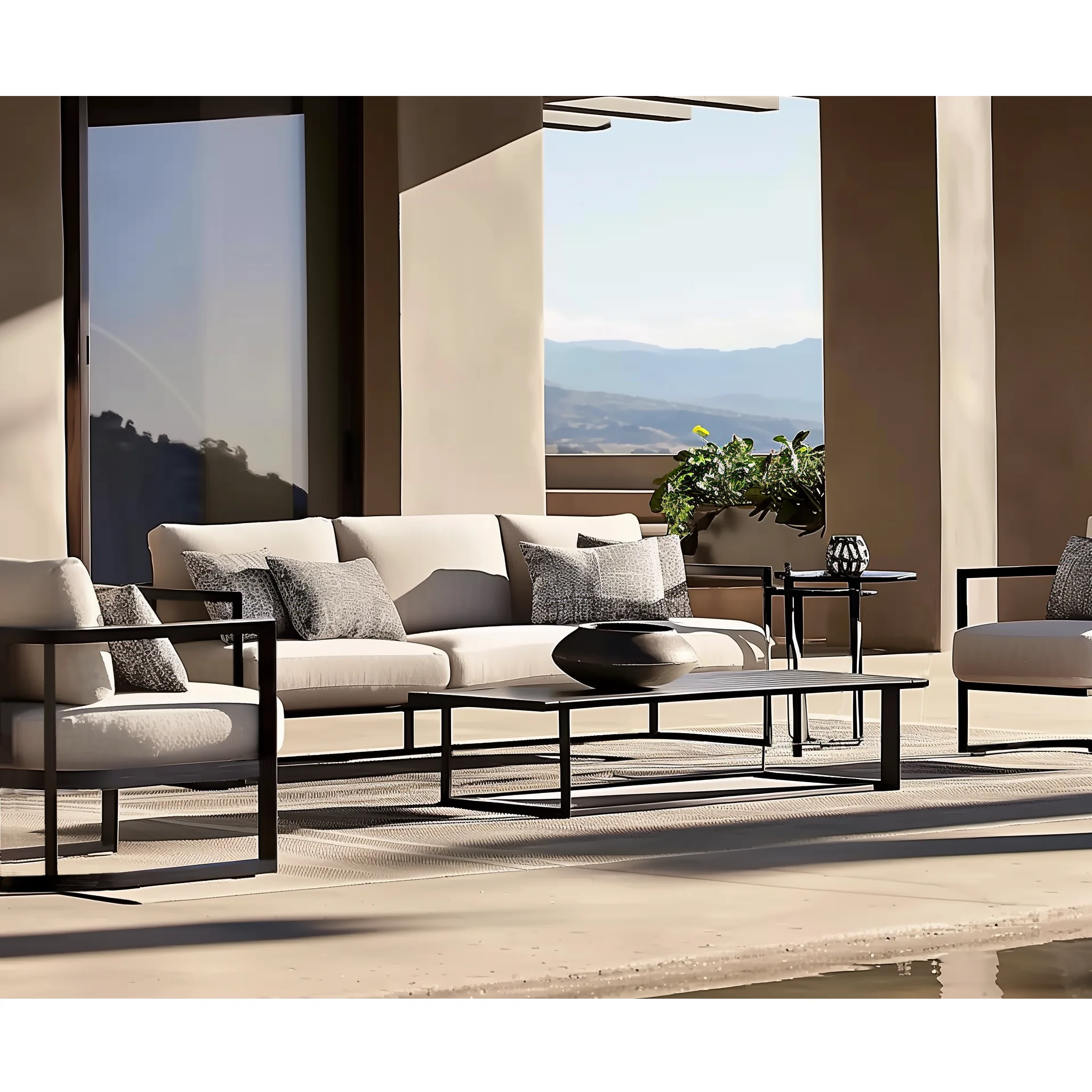 Modern Aluminum Farmhouse Park Garden Sofa Set Durable High-quality Weather Resistant Waterproof Comfortable Living Room