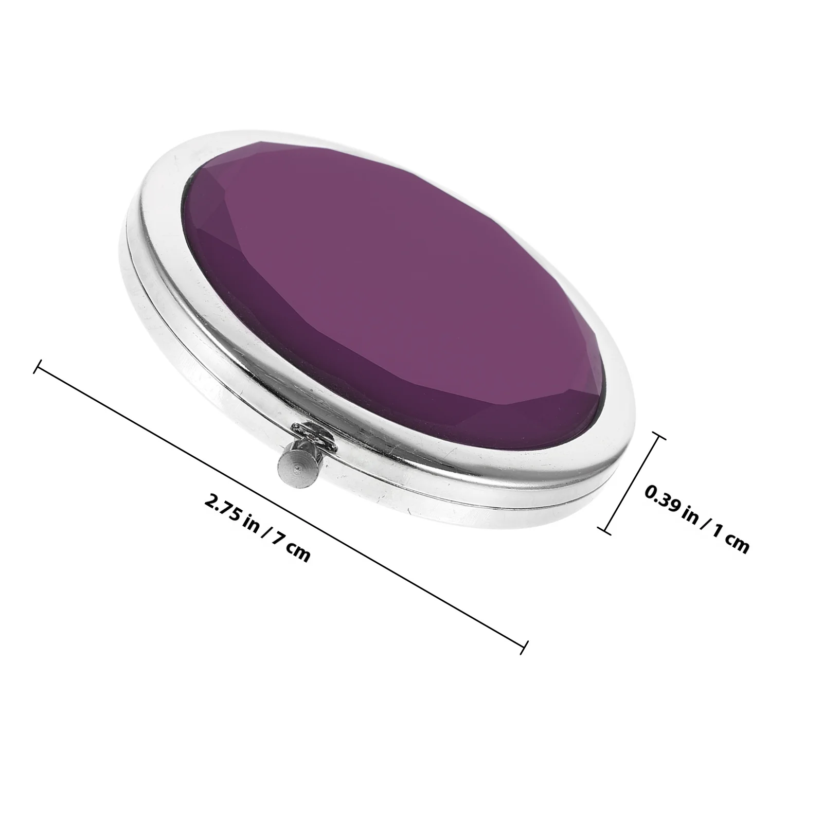 مرآة جيب مدمجة قابلة للطي مستديرة مزدوجة الجوانب مكبرة صغيرة للسفر محمولة باليد مرآة مكياج من سبائك الزنك كريستال متين