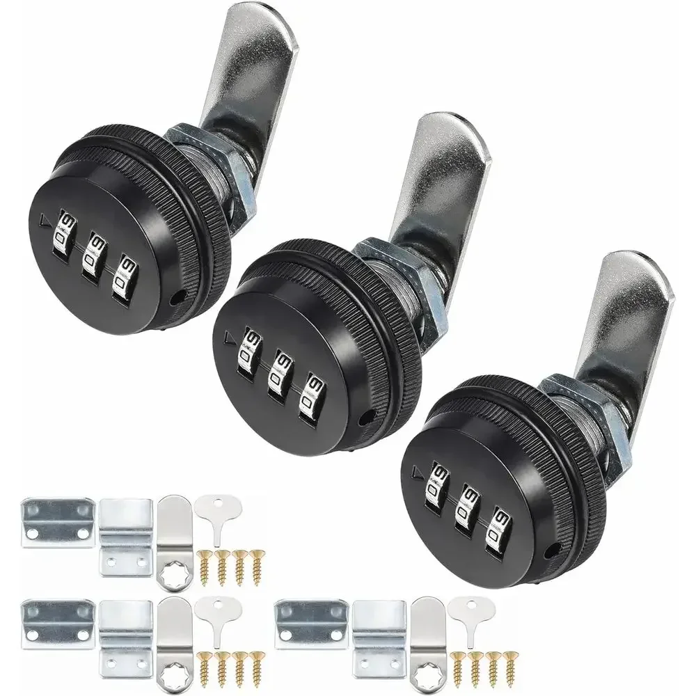 3 Pack Combination Cabinet Cam Lock Password Coded Lock with 3/4