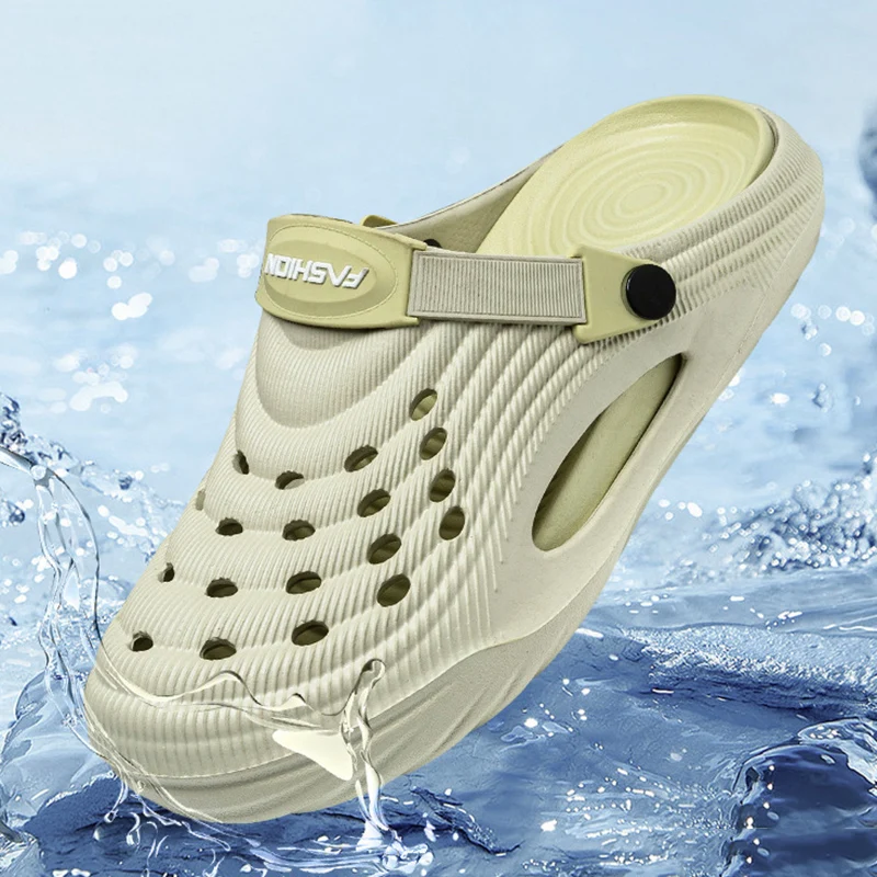 

Summer Non Slip Platform Clogs Sandals Men Couple Soft Sole Breathable Beach Slippers Woman Comfortable Slin On Sport Slippers