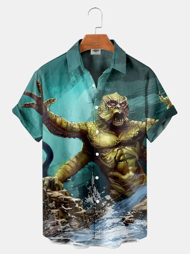 Horror Movie Monster Characters Men\'s Hawaiian Shirts 2023 Designer Casual Streetwear 3d Men Clothing Party Performance Tops 5XL