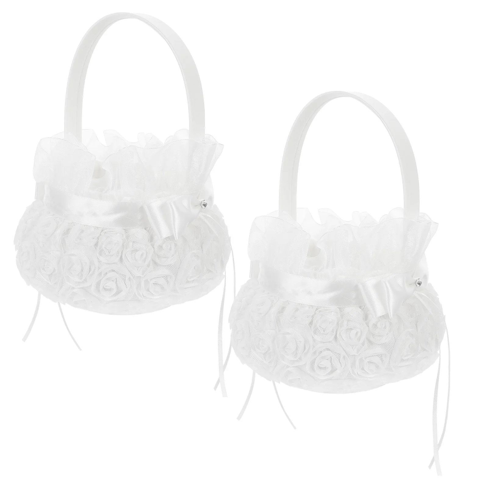 

2Pcs Wedding Flower Baskets For Wedding Baskets Basket for Flowers Petals Candies Handmade Elegant Storage