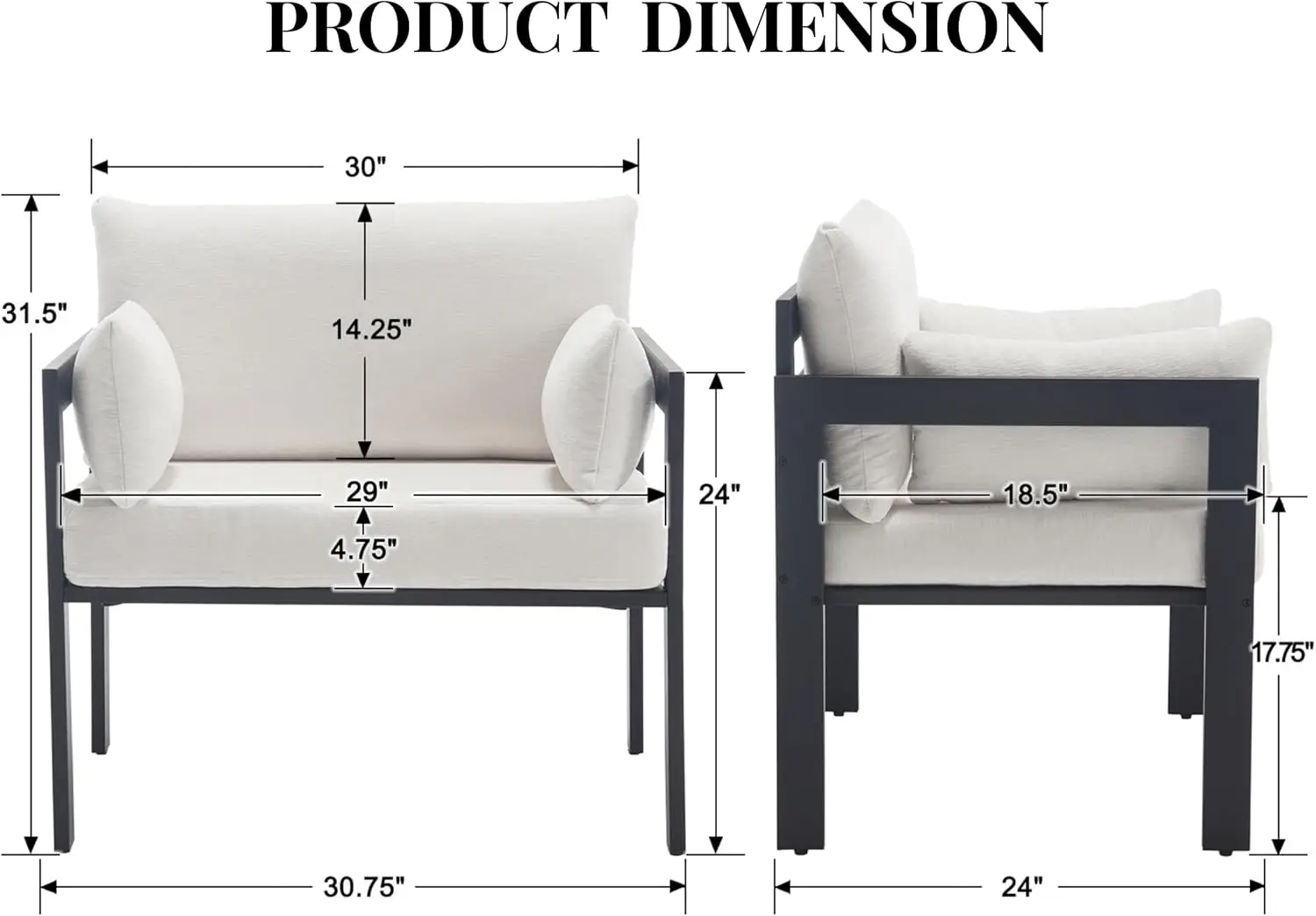 EALSON Modern White Accent Chair Mid Century Upholstered Arm Chair Comfy Lounge Single Sofa Chair Oversized Armchair Fabric