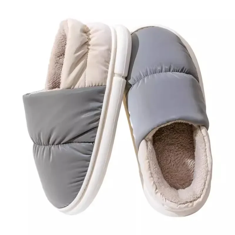 

Plush Lining Backed & Big Sizes Odor-Resistant Winter Slippers for Men & Women - Waterproof Indoor Outdoor House Shoes with Warm