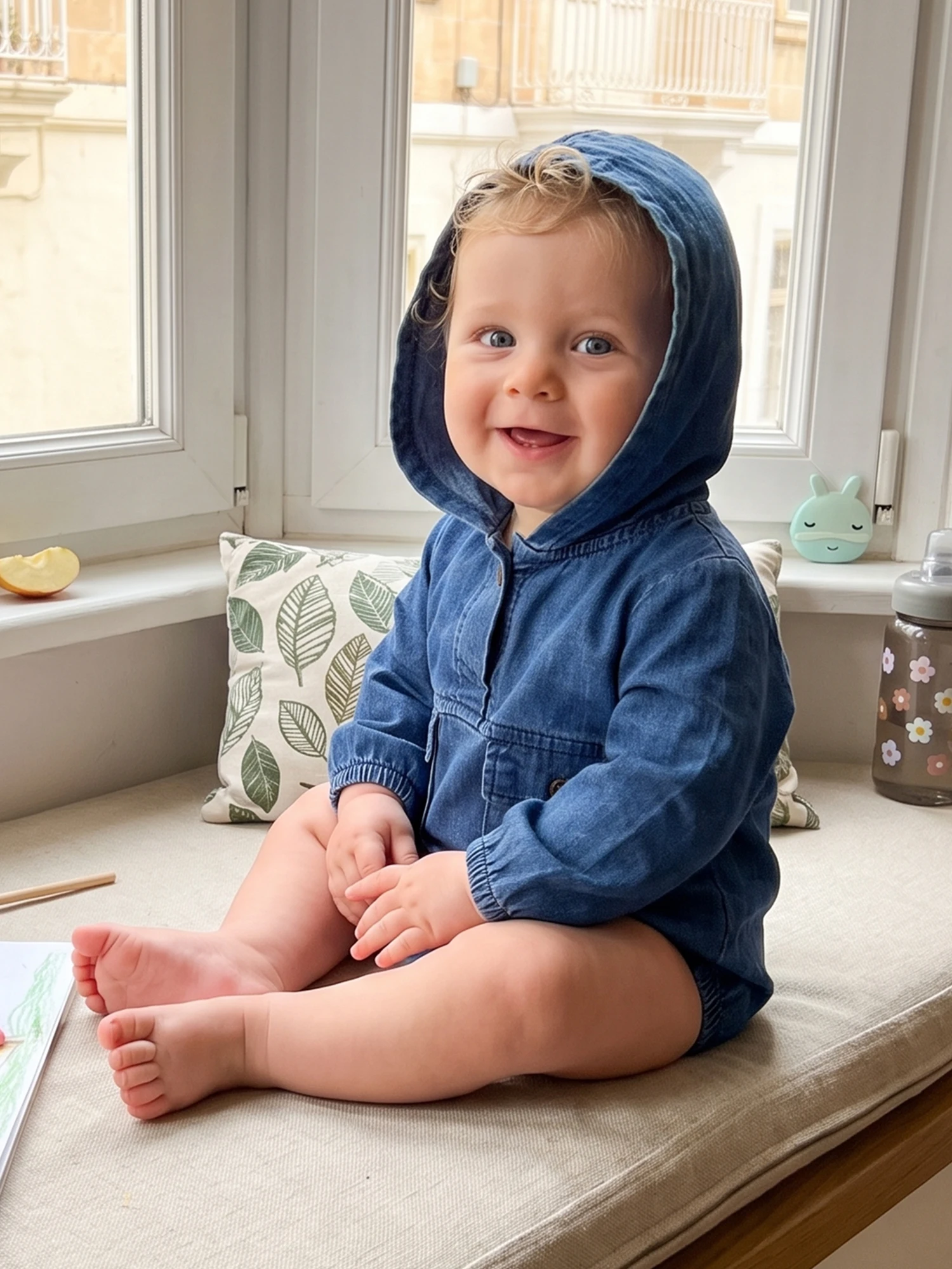 Hooded Jumpsuit Denim Romper Fall Denim Romper Casual Long Romper Pockets Casual Sleeve Jumpsuit Baby Boy Fall