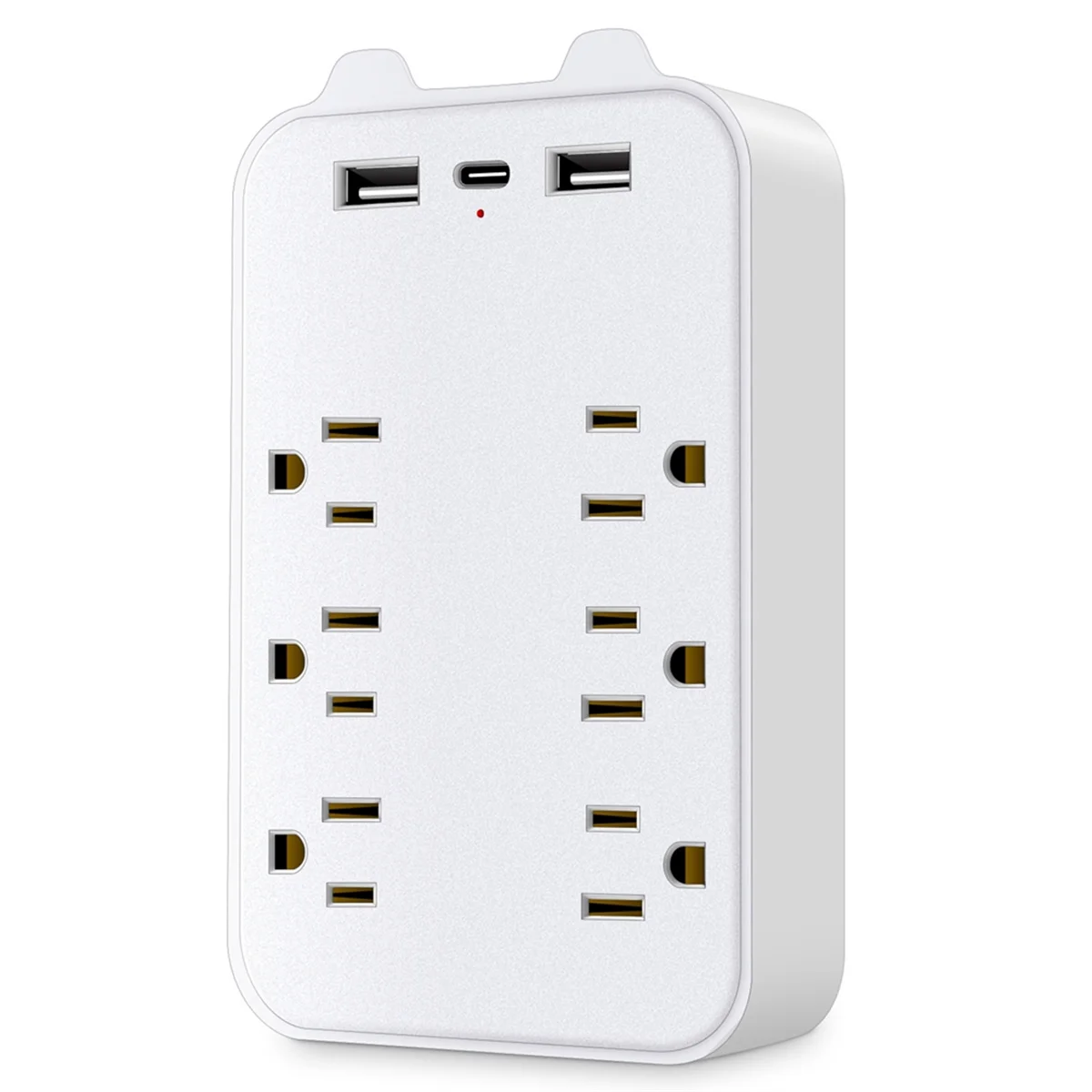 9-In-1 Surge Protector 6-Outlet Extender with 3 USB Ports Power Strip Plug Outlets Wall Adapter Spaced US Plug