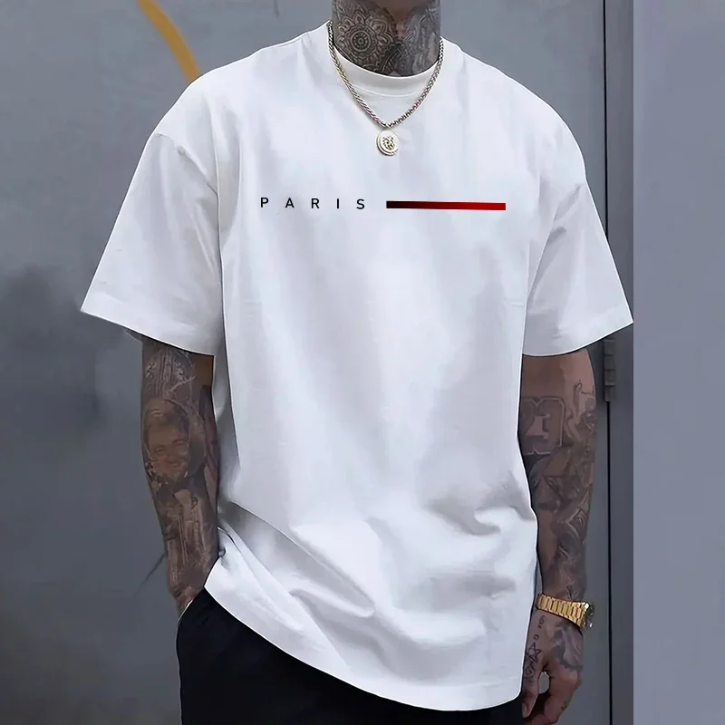 باريس أزياء الرجال تي شيرت جودة عالية س الرقبة قصيرة الأكمام أعلى المنزل في الهواء الطلق الترفيه لينة تي شيرت