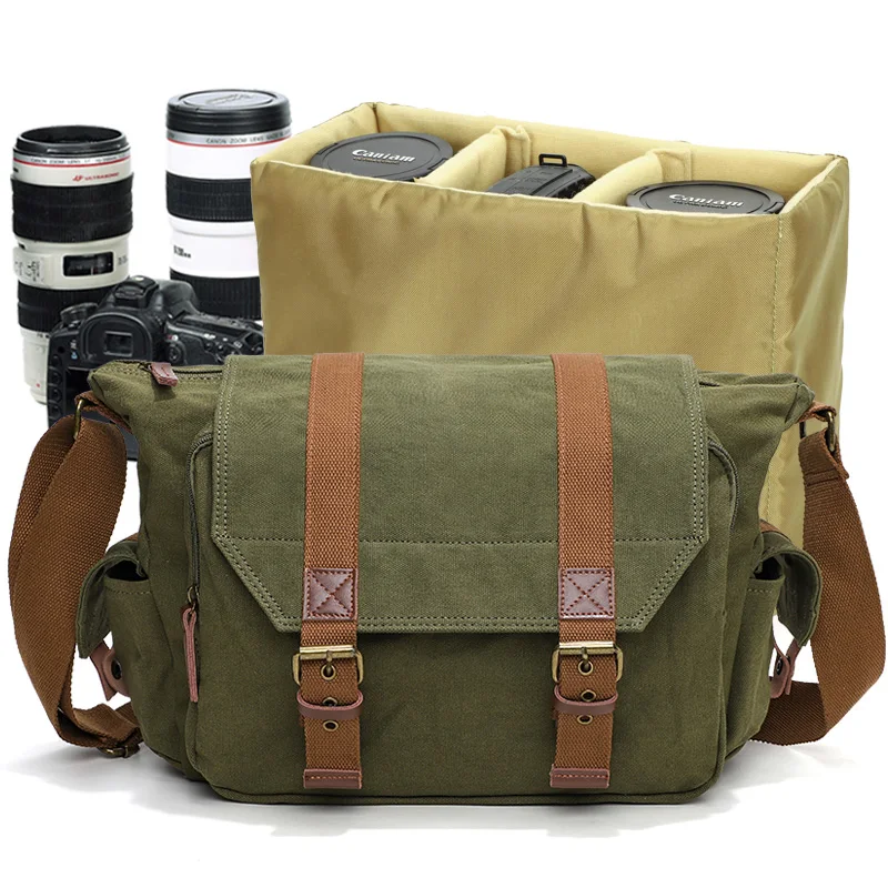 Imagem -05 - Bolsa de Ombro para Câmera Kooger Grande Capacidade Canvas Messenger Bolsa Câmera Slr Dslr para Nikon Canon e Sony