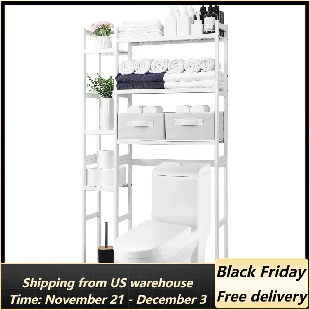 

Bathroom cabinet with basket and drawer above toilet storage with adjustable shelves and bamboo bathroom cabinet