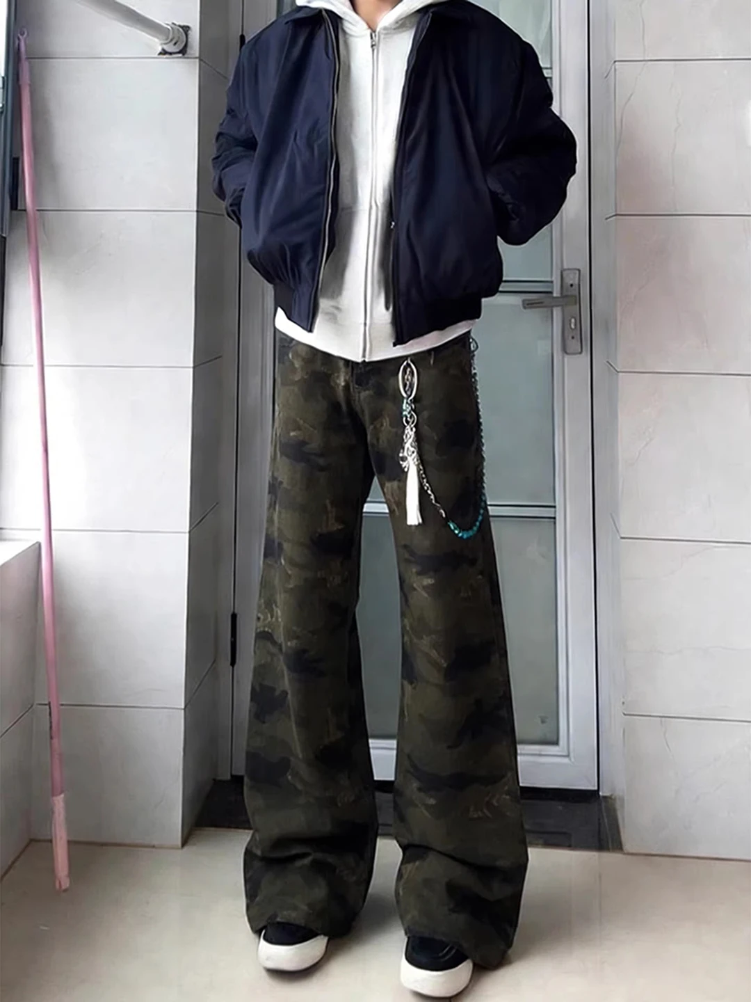 

Американские камуфляжные утепленные флисовые мужские джинсы прямого кроя в стиле ретро, зимние брюки для работы