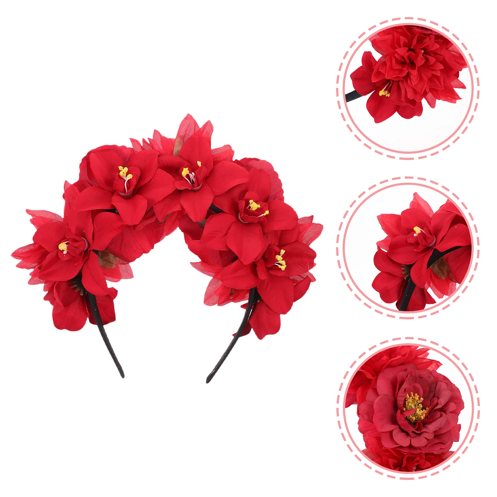 Flower Headband Floral Headpiece European American Tea Party for Women Fabric Hair Accessories Travel Retro Decor