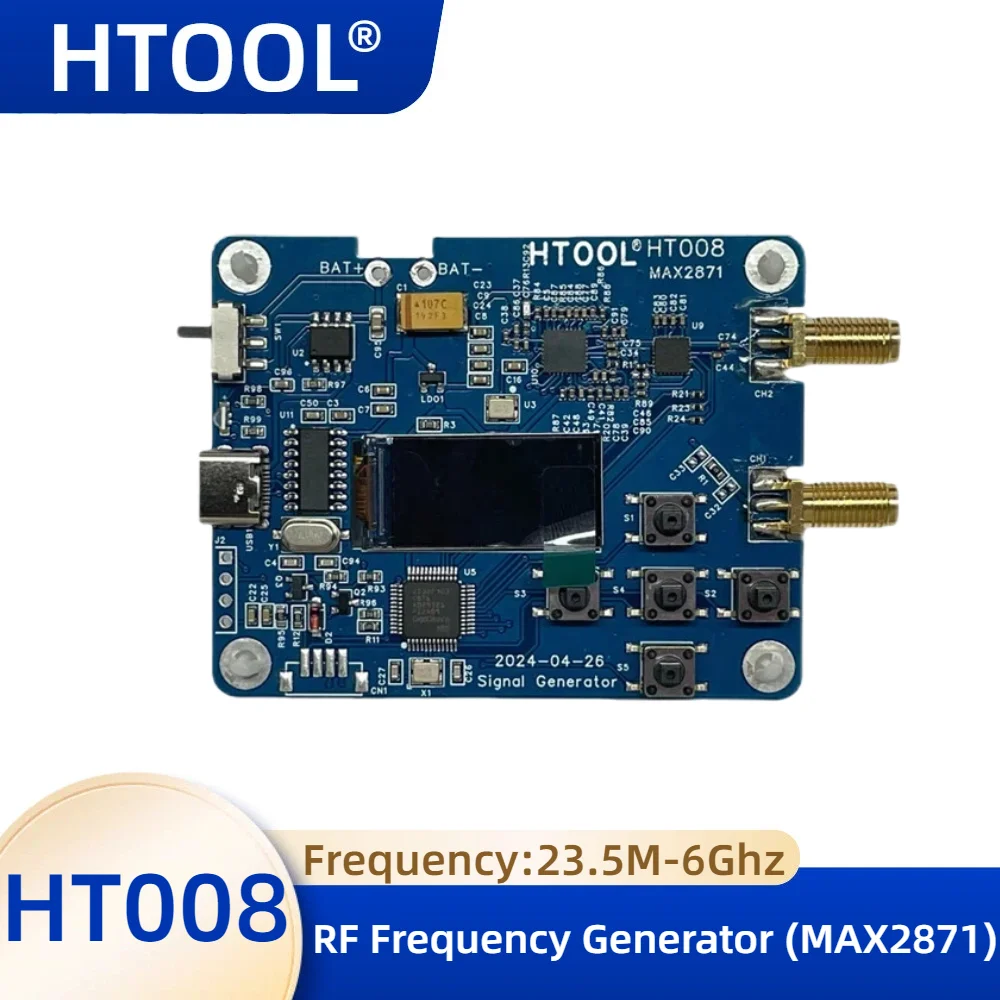 Source de Signal HT008 MAX2871, Module RF 23.5-6000MHz, composé de contrôle série, prise en charge CH2, mise à niveau de la régulation de puissance 25dB
