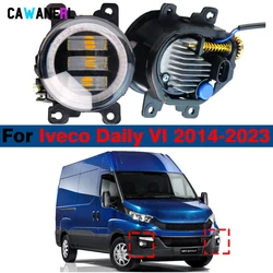 2 X LED Fog Light Angel Eye DRL Daylight Car Front Fog Lamp For Iveco Daily VI 2014 2015 2016 2017 2018 2019 2020 2021 2022 2023