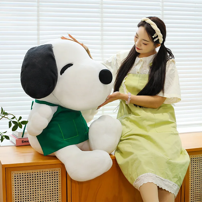 Kawaii Plush Toy Snoopy Cartoon Apron Wearing Cute Little White Dog Stuffed Doll Kids Birthday Xmas Gift Sleep Pillow
