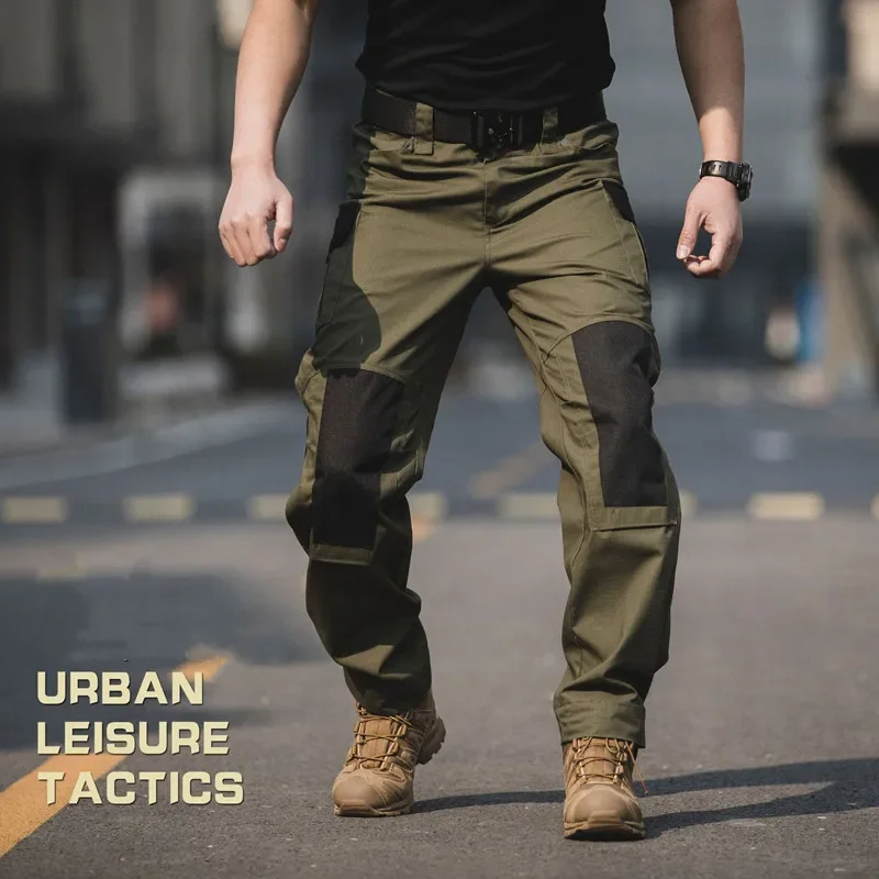 

2024 Men's Pants Straight Fit Side Pockets Tactical Pants Men Military Uniform Army Outdoor Work Cargo Trousers Male Waterproof