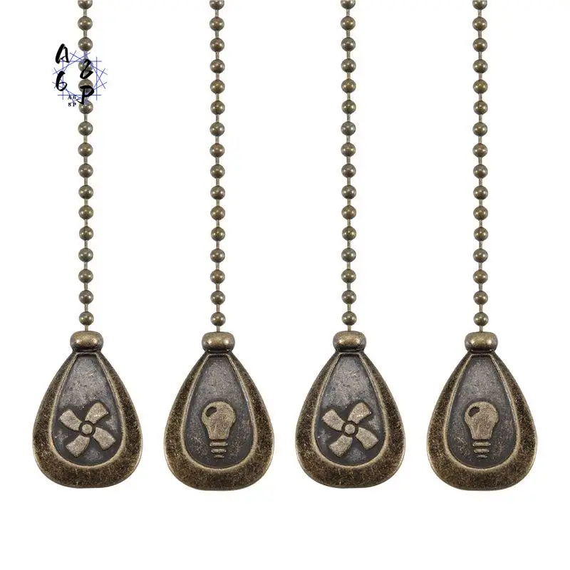 A68P-4 Pack Bronzed Ceiling Fan Pull Chain Extension, Classic Drop Shaped Pendant Pull Chains For Ceiling Fans And Lights