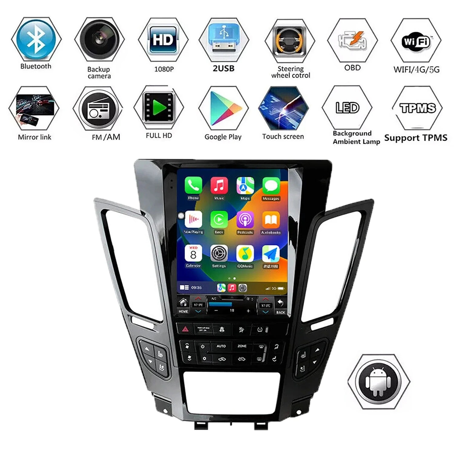 

Car GPS Navigation Carplay Android Vertical screen For Cadillac CTS 2007-2012 Head Unit Multimedia Player Radio Tape Recorder 5G