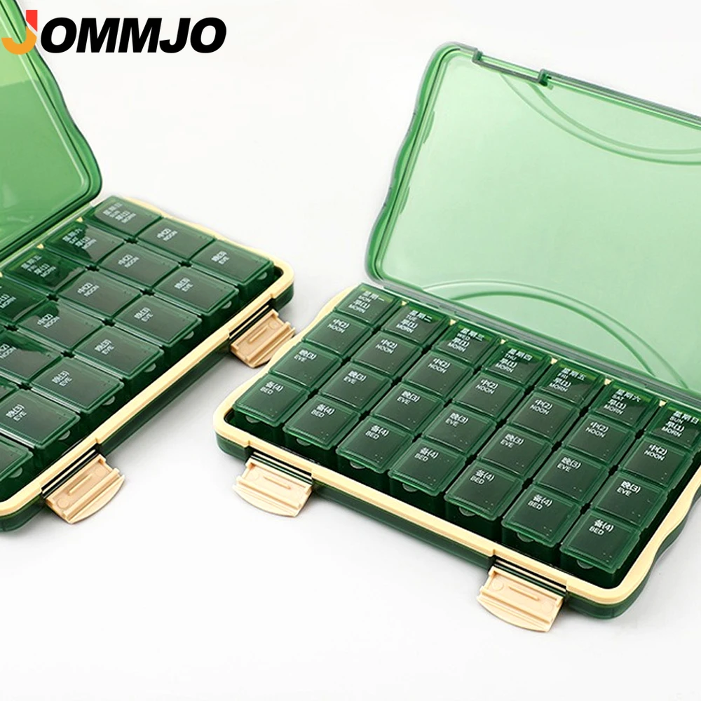 1PCS 21/28 Day Pill Organizer 3/4 Times A Day, Large Compartments Weekly Pill Case, Portable Medicine Container for Vitamins