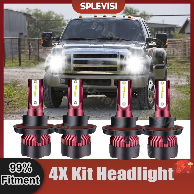 4x High Brightness LED Headlight High Low Lamp Bulb For Ford F450 Super Duty 2005 2006 2007 2008 2009 2010 2011 2012 2013 2014