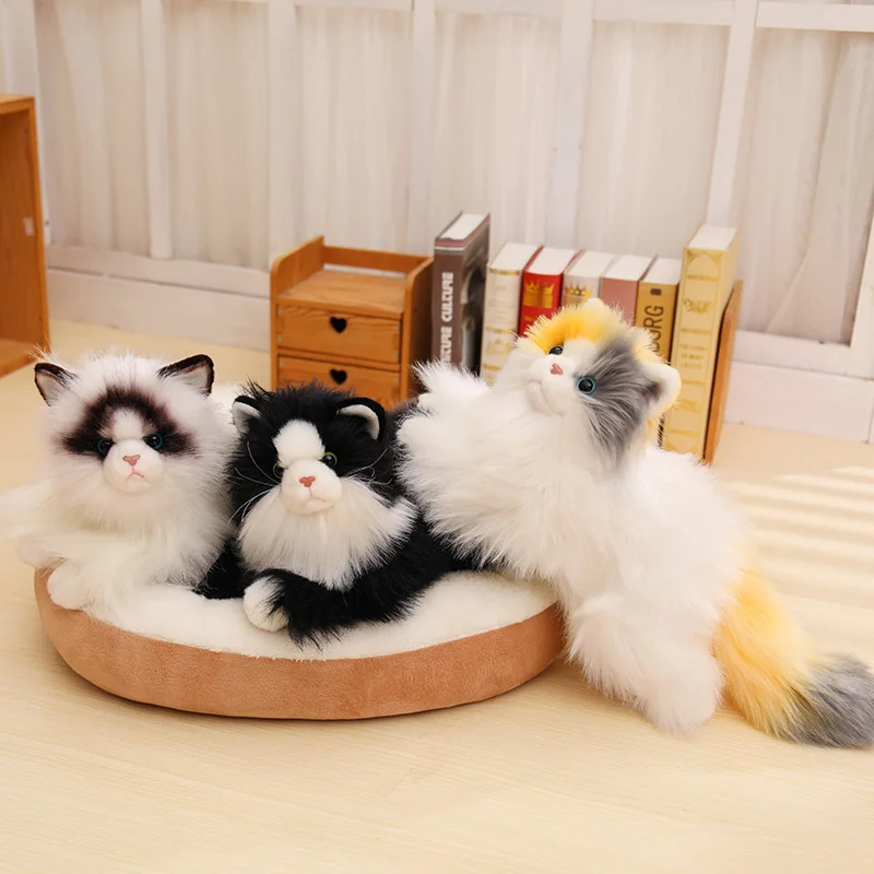 50CM Simulated Ragdoll Cat Plush Toys Soft Stuffed Doll Fluffy Lying Siamese Cat Calico Cat Doll Lovely Pet Accompany Gifts