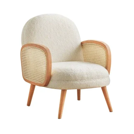 

Nordic Style Comfortable Velvet Cushion Ash Wood Legs Couch Living Room Sofas Single Chair Rattan Sofa