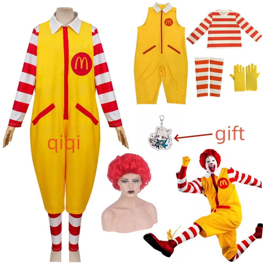 McDonald Cosplay Costume Ronald Masquerade Party Sutra Clown Character Adult Halloween Party Funny Costume Stage Clothes Wig