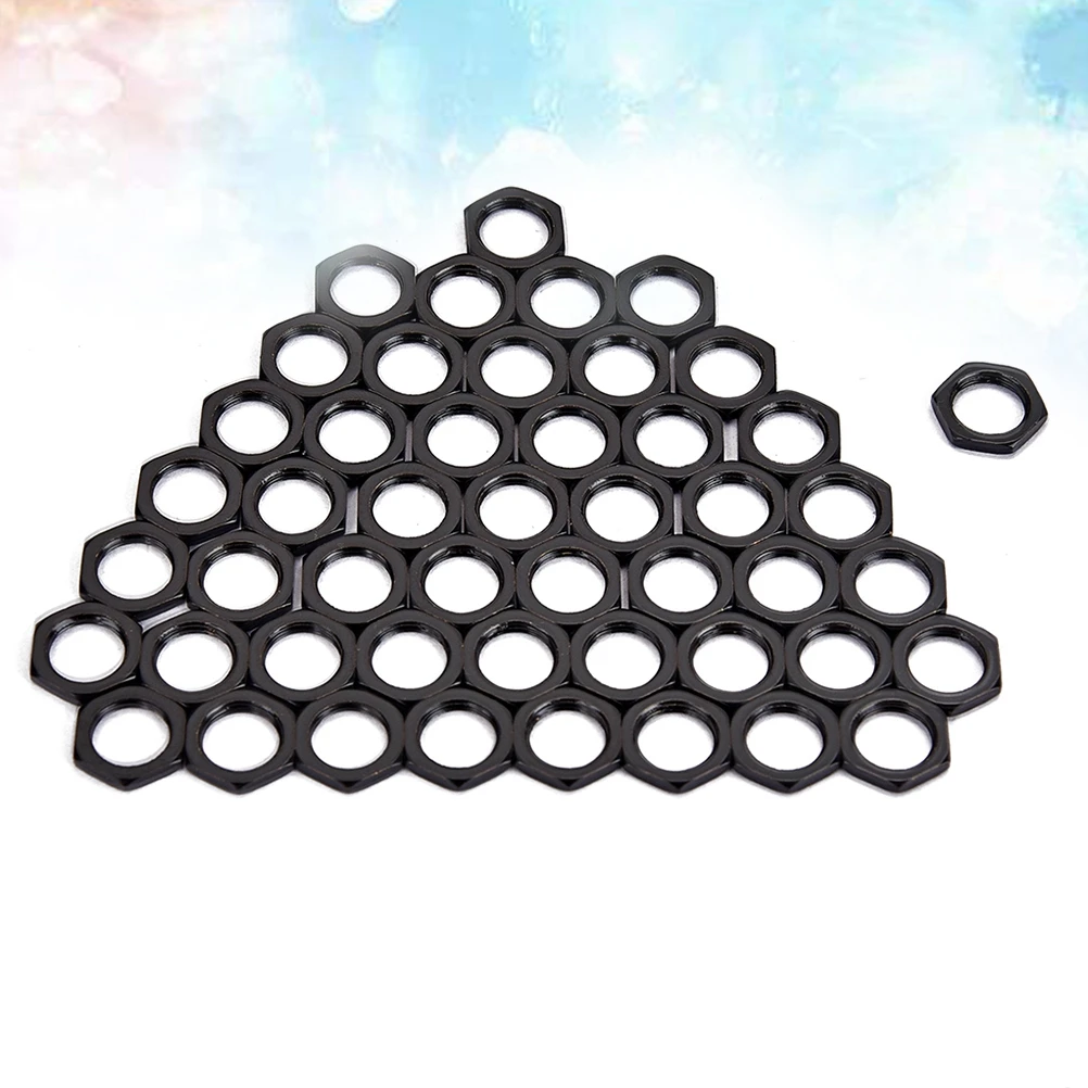 

50 Pcs Guitar Jack Nut Instrument Nuts Zinc Earth Tones Bass Replacement Fine