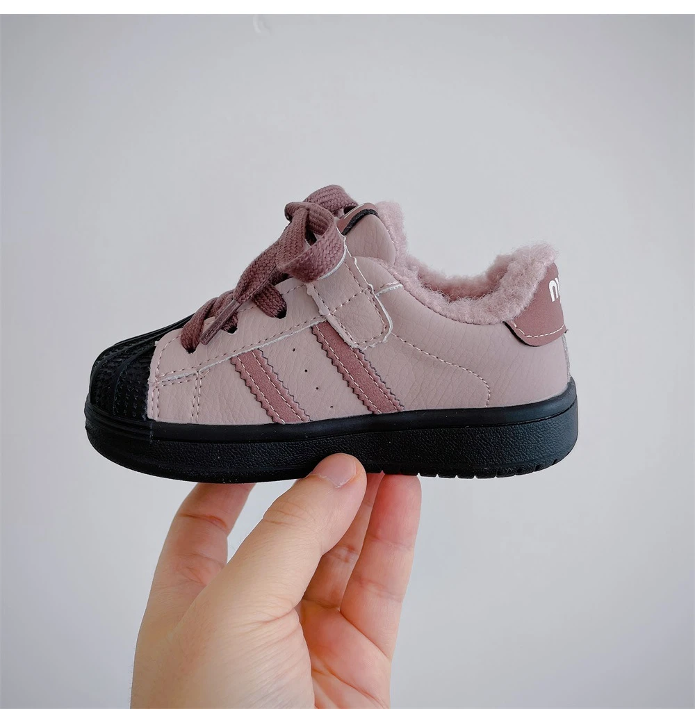 Zapatos cálidos de suela suave para niños, zapatillas de felpa gruesa de estilo coreano, zapatos casuales para niños y niñas, zapatos escolares para niños, invierno, nuevo