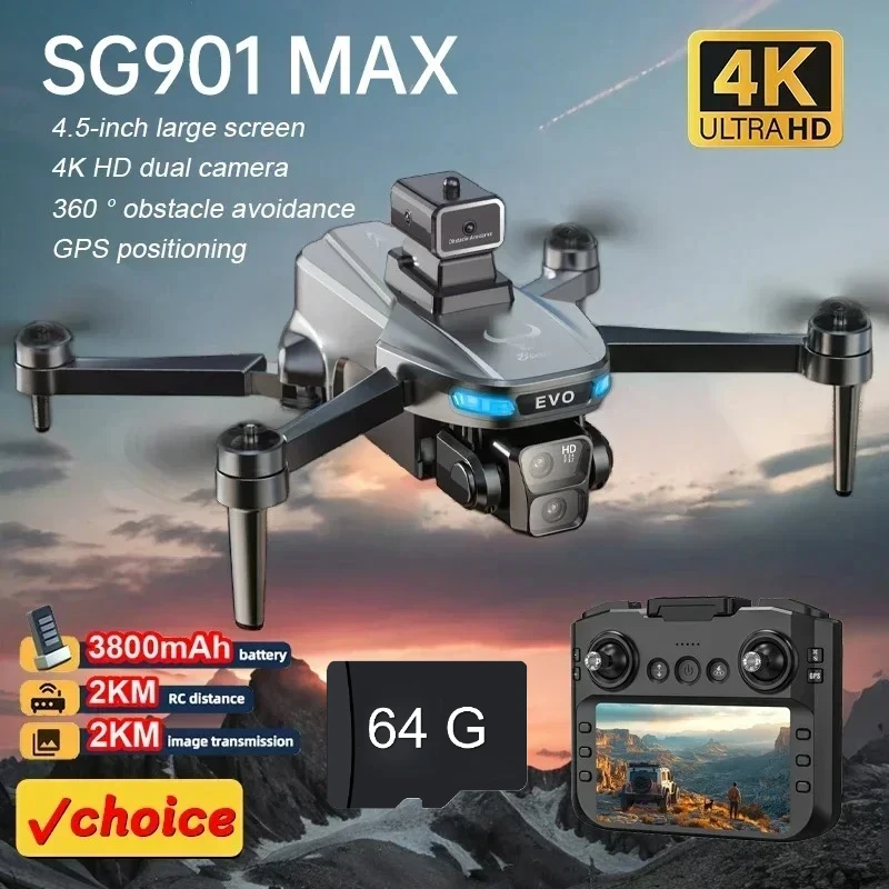 

Edward SG901 MAX Drone GPS Brushless Motor 4K HD Dual Camera Profesional FPV Quadcopter 360° Obstacle Avoidance RC Drone Toys