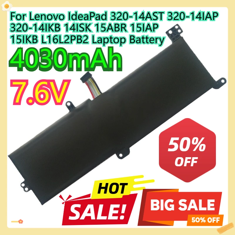 

For Lenovo IdeaPad 320-14AST 320-14IAP 320-14IKB 14ISK 15ABR 15IAP 15IKB L16L2PB2 Laptop Battery 4030mAh 7.6V