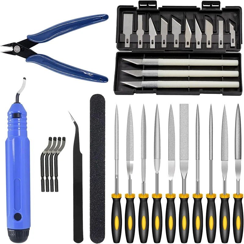 32pcs 3D Model Grinding Tool Deburring Engraving Knife Kit Carving Tool DIY File Cutter Scraper Trimming 3D Print Tool Kit