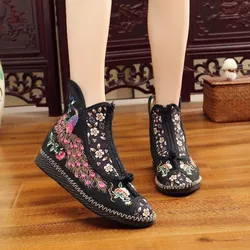 Ankle Boots for Women New Spring and Autumn Flat Bottom Cloth Shoes Ethnic Style Low Barrel Short Boots Embroidered Shoes Women