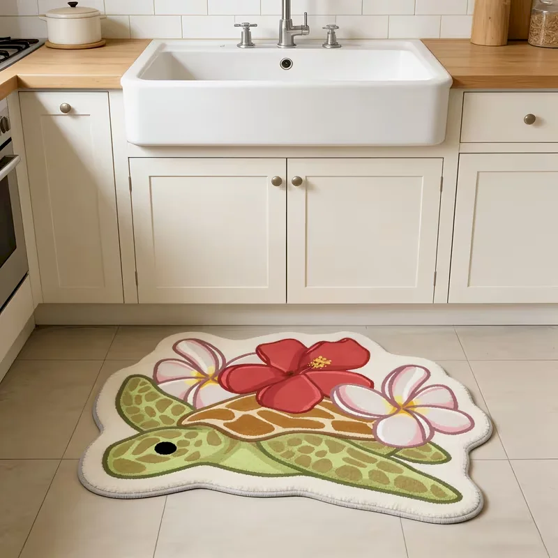 VIKAMA Cartoon Turtle Shark Goldfish Carpet Cute Anti Slip Soft Floor Mat Bedroom Living Room Indoor Home Decoration