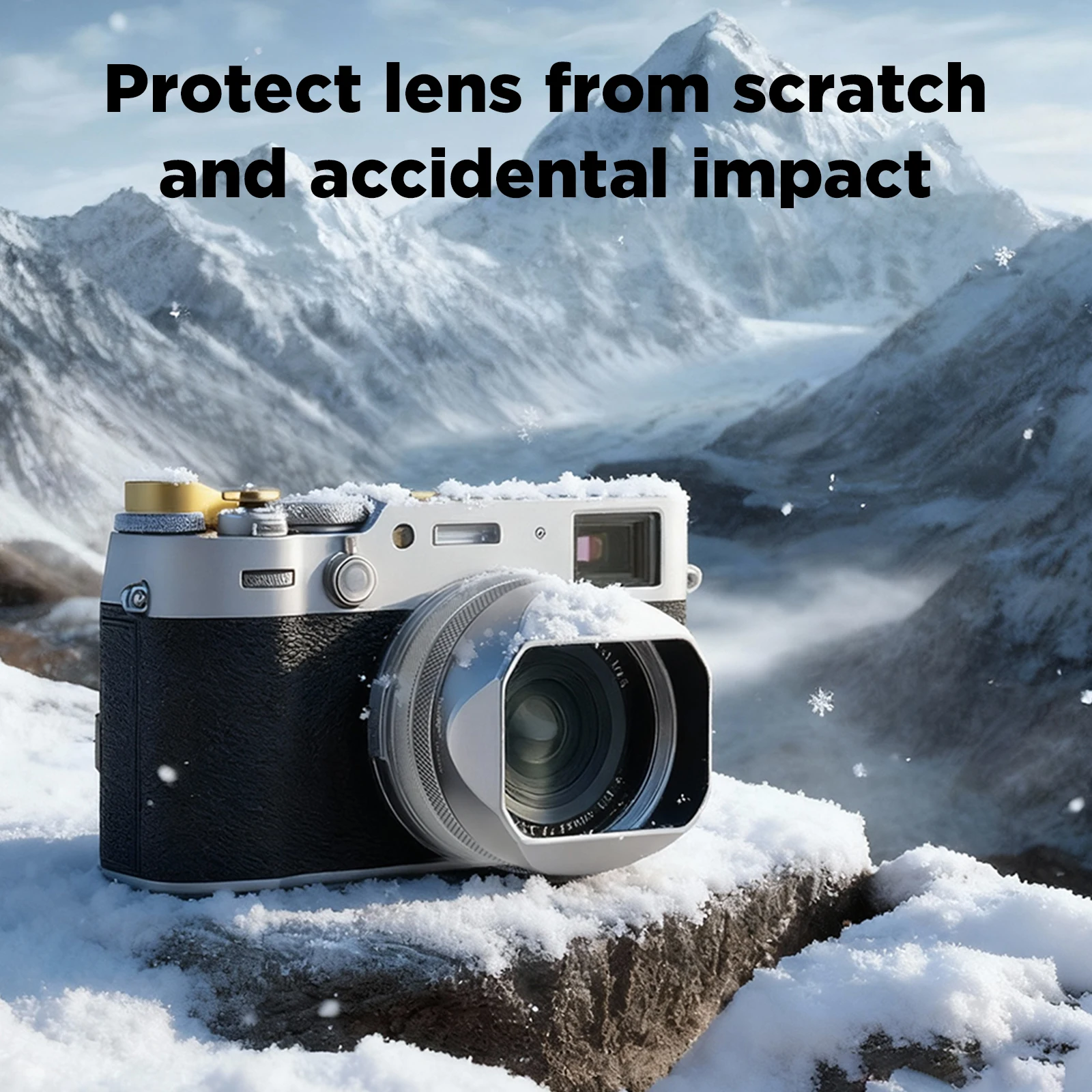 Haoge LH-X54B quadratische Metall-Gegenlichtblende mit 49-mm-Adapterring für Fujifilm Fuji X100VI X100V Kamera, Schwarz – Detail 4