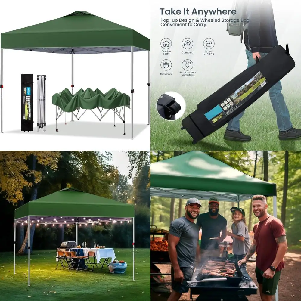 

Outdoor Pop-Up Canopy 10x10 Tent Camping Sun Shelter Party Tent 100 Sq. Ft Shade Green