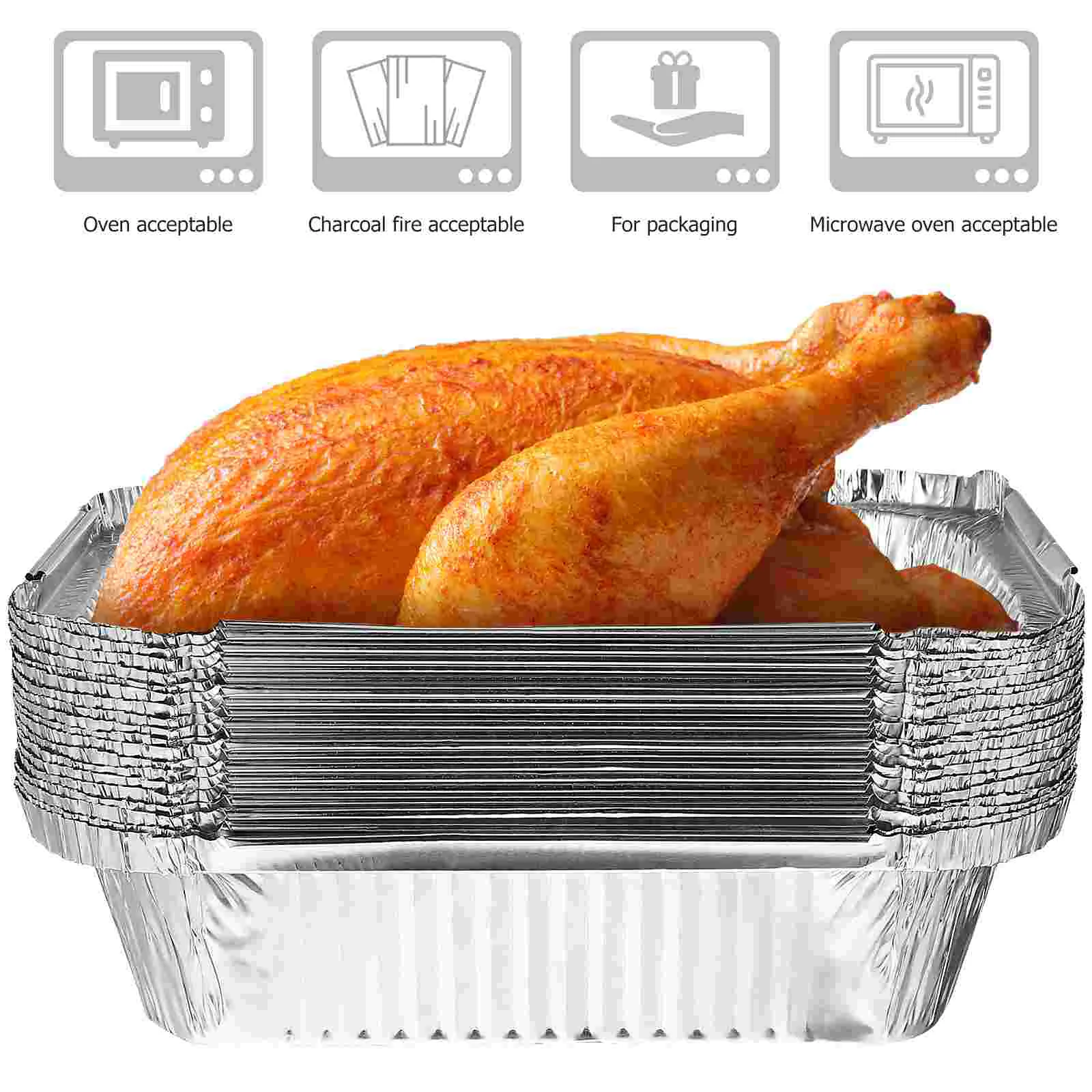 

20 Pcs Aluminum Foil Tray Large Pans Food Roasting Cooking Containers Roaster Trays Disposable