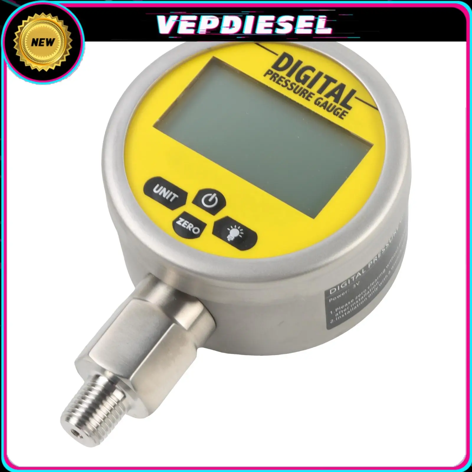 

Digital Hydraulic Pressure Gauge 16MPA 80mm Accuracy 0.4% FS 1/4NPT Interface Hydraulic Air Gas Water Oil Pressure Gauge