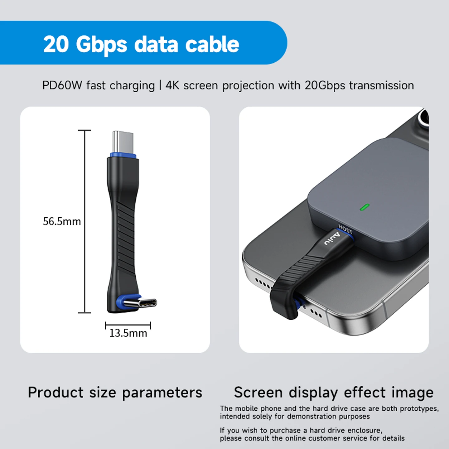 Auiu USB4 Full-Function Data Cable with 40Gbps Rate, PD 240W One-Stop Data Line, 4K/8K Projection Data Cable for Display