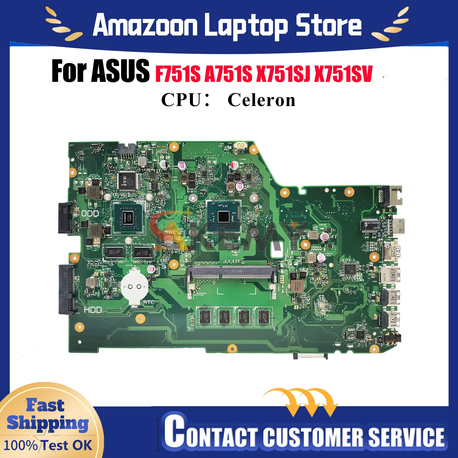 

X751SJ Материнская плата для ноутбука ASUS VivoBook X751S F751S A751S X751SV X751SJ Материнская плата с процессором Celeron 100% tests OK быстрая доставка
