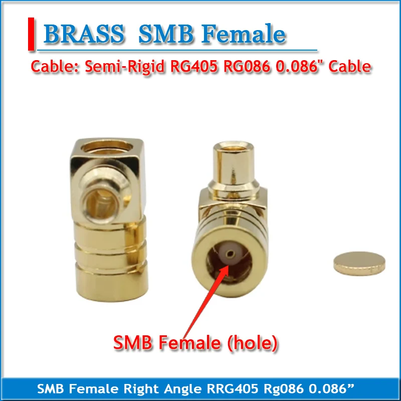 SMB Female 90 Degree Right Angle Type L Solder For Semi-Rigid RG405 RG086 0.086