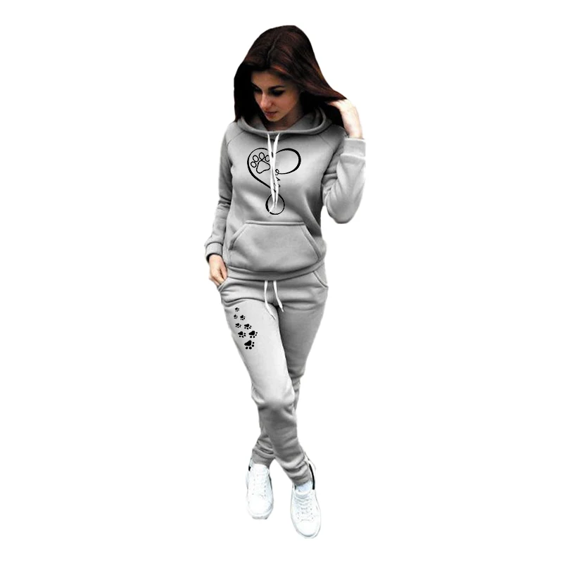 2023 Women's Jogging Set Printed High Collar Hoodie Sports Pants 2-piece Sports Wear Women's Sports Set Plus Size S-4XL