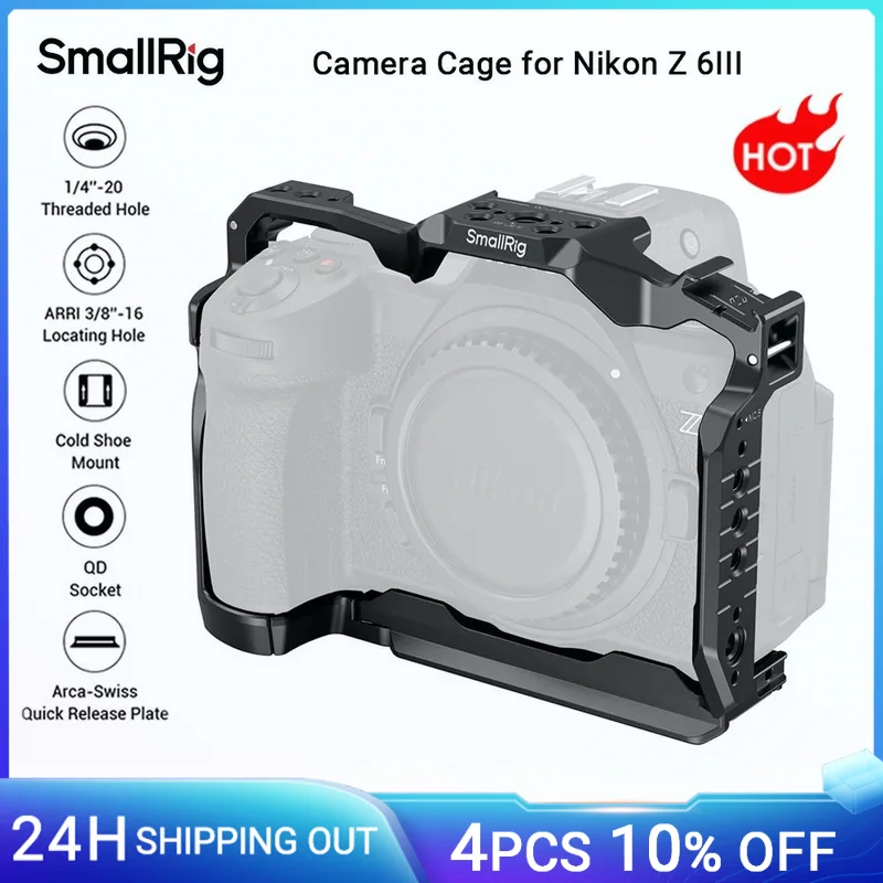 SmallRig Z 6III Camera Cage for Nikon Z 6III with Arca-Swiss Quick Release Plate for Tripods for DJI RS 3 Pro/RS 4 Pro Gimbals