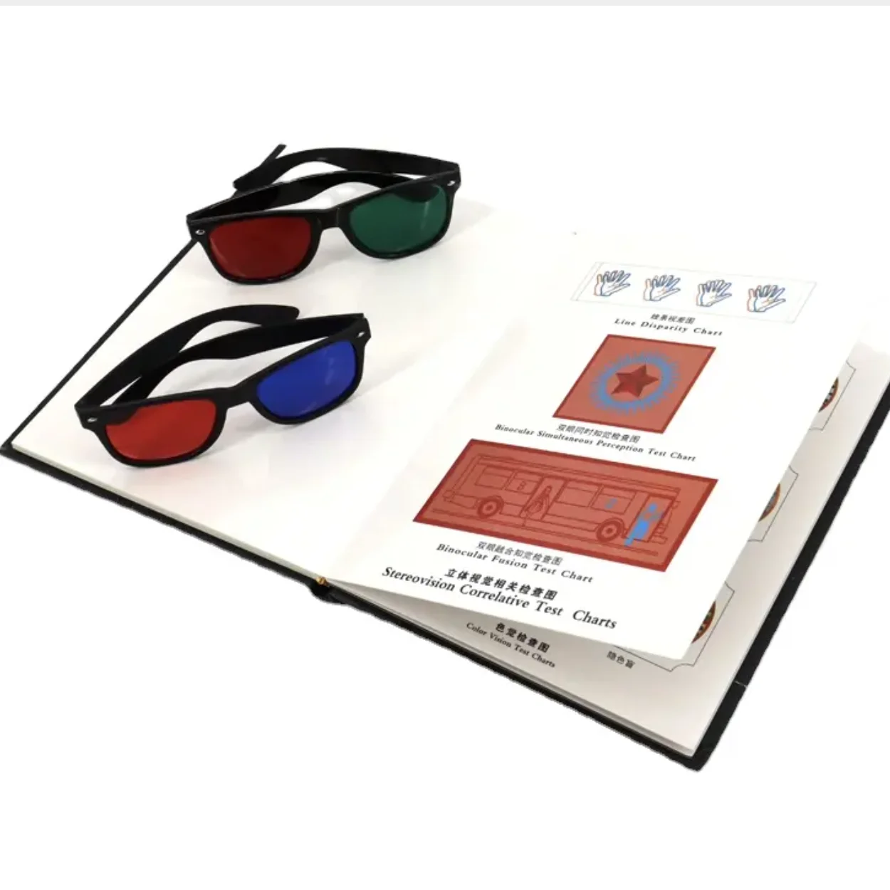 Comprehensive Visual Test Charts Book Random-dot Stereograms Color Vision Astigmatism Detection and Amsler Eye Exam with Glasses