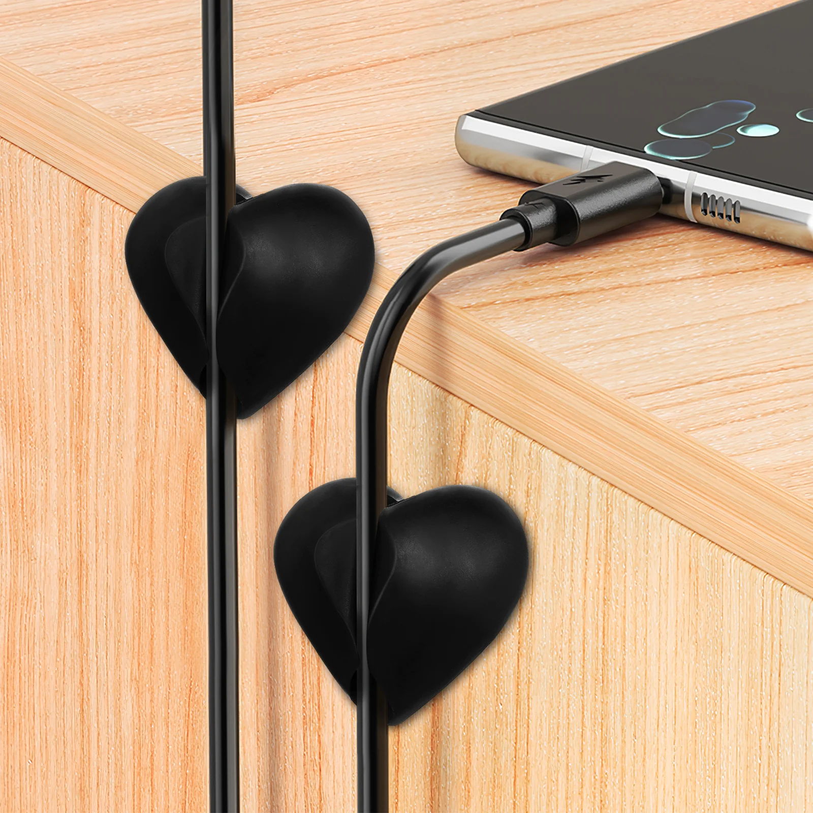 

16pcs HeartShaped CableManagement Clips DeskCableHolder WireOrganizer ChargingCordKeeper CleanRemoval AdhesiveBacked