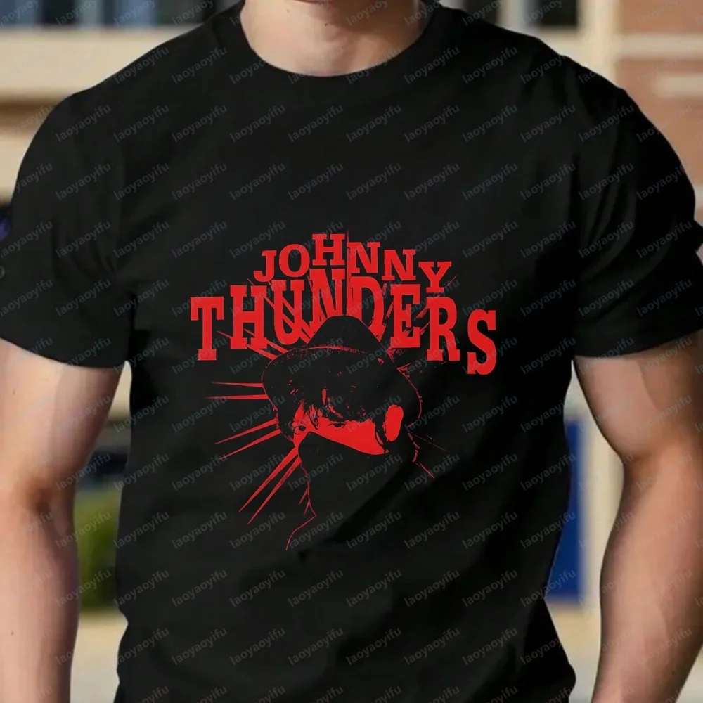 Johnny Thunders Punk Rock Fan Gift Retro Y2K Summer Short-Sleeved Men's Women's Round-neck Comfortable T-Shirt