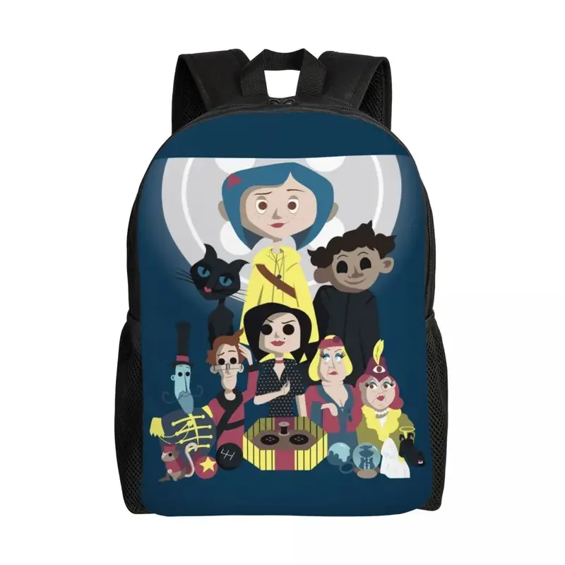 Custom Coraline Character Horror Film Backpacks for Women Men School College Students Bookbag Fits 15 Inch Laptop Bags