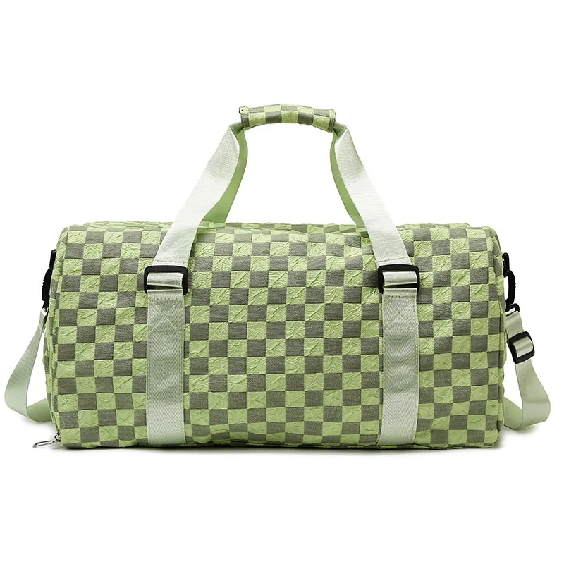 

Classic plaid pattern large size luggage travel bag promotion female brand duffle bag waterproof women packing cubes for travel