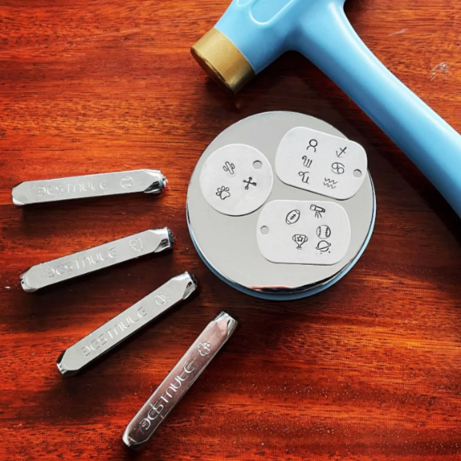 12 Pieces Astrological Punch Set Chrome Plated Symbol Stamping Tool Metal Logo Stamp High Hardness Jewelry Stamping Kit Custom view 6