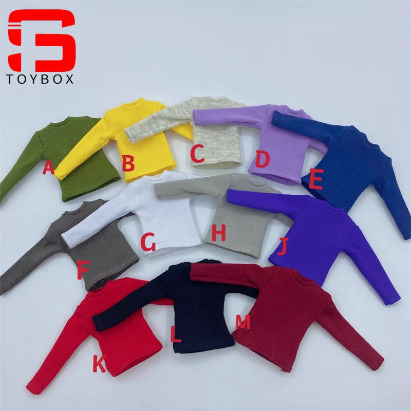 1/12 Scale Colorful Long Sleeved T-shirt Clothes Accessory Model For 6'' Male Soldier Action Figure Body Dolls